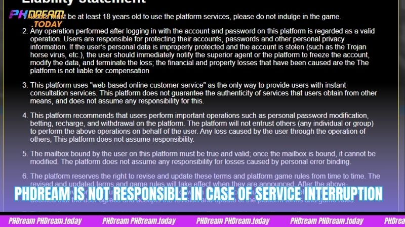 PHDream is not responsible in case of service interruption