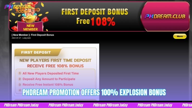 PHDream promotion offers 100% explosion bonus