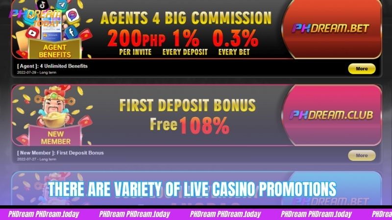 There are variety of live casino promotions