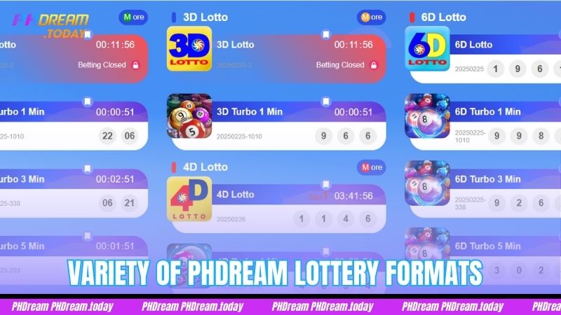 Variety of PHDream Lottery Formats